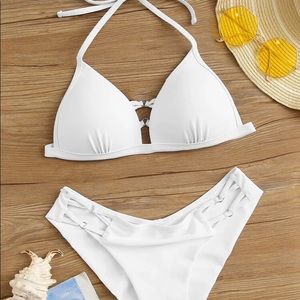 Cut out halter triangle cheeky bikini swimsuit